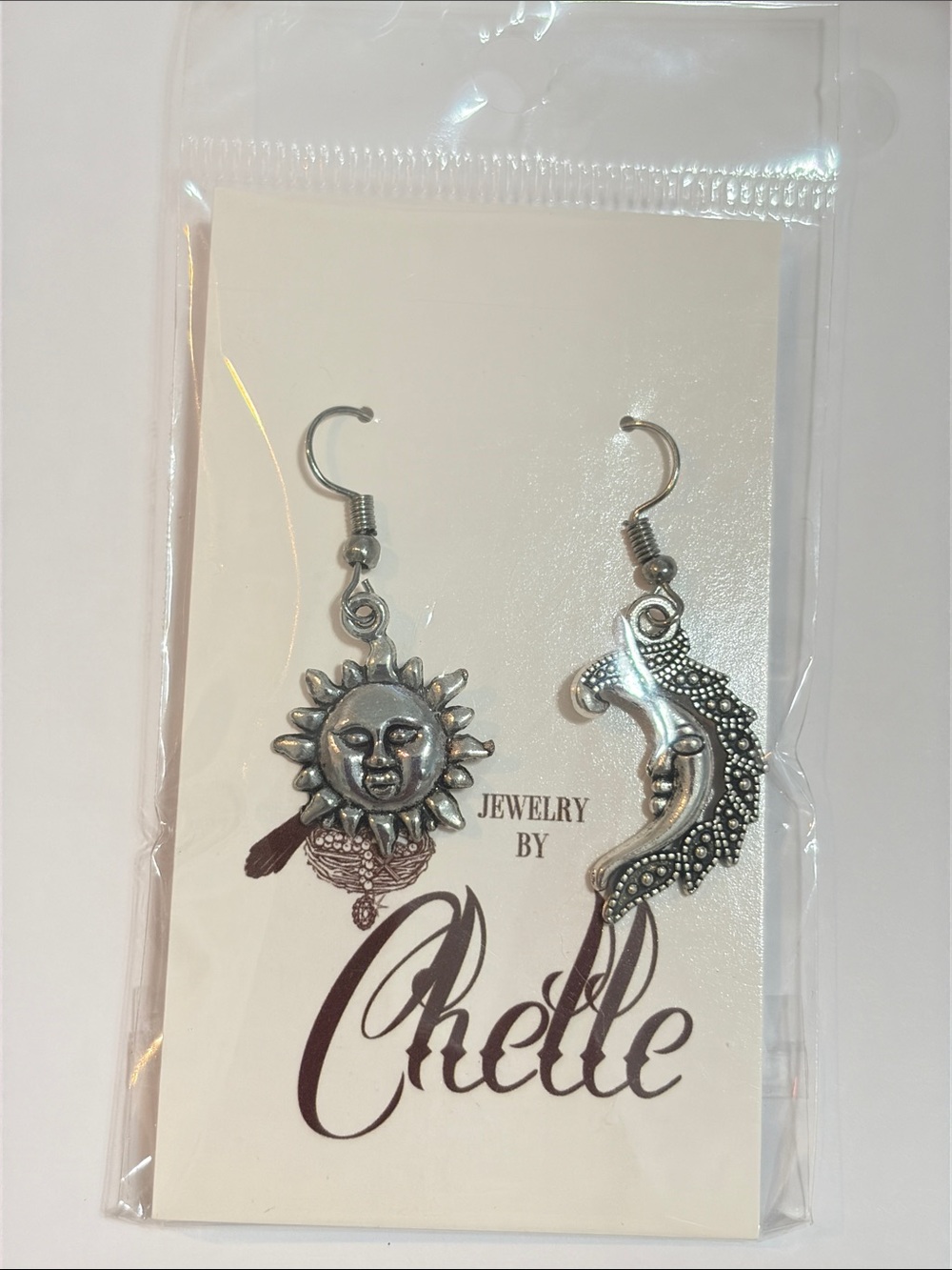 Sun Crescent Moon Earrings stainless Steel hooks